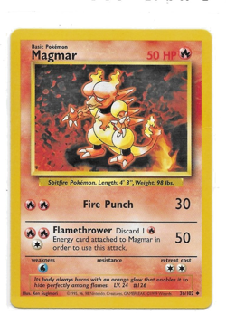 Pokemon TCG Magmar 36/102 Base Set Regular Uncommon WOTC 1999 - Image 1