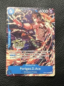 One Piece Portgas D Ace OP07-053 3rd Anniversary Stamp Rare Promo - Image 1