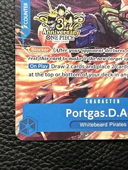 One Piece Portgas D Ace OP07-053 3rd Anniversary Stamp Rare Promo - Image 4