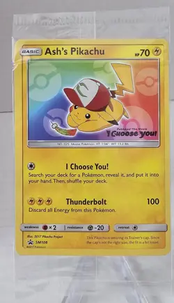 Pokemon Ash's Pikachu SM108 Black Star Promo I Choose You Pokemon Card Sealed - Image 1