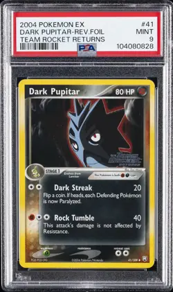 2004 POKEMON EX TEAM ROCKET RETURNS #41 DARK PUPITAR-REVERSE FOIL PSA 9 - Image 1
