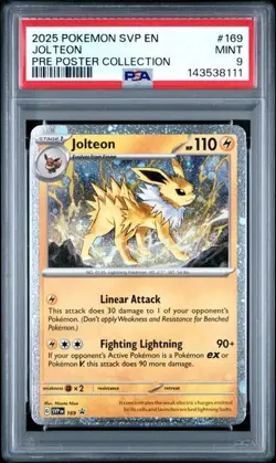 Pokemon Jolteon Cosmos Holo SVP Scarlet & Violet Promo 169 PSA 9 English 2025 ⚡ - Image 1