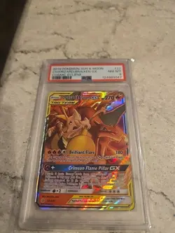 2019 POKEMON SUN & MOON CHARIZARD/BRAIXEN GX COSMIC ECLIPSE PSA 8 NM-MT - Image 1