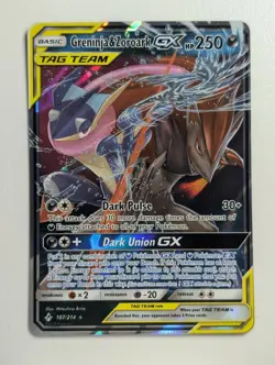 Near Mint 2019 Pokemon Sun & Moon Unbroken Bonds Greninja & Zoroark GX 107/214 - Image 1