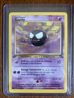 [LP+/NM] 1999 Pokemon Fossil Gastly 1st Edition #33/62 Uncommon - Image 1