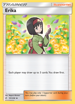 POKEMON XY COSMIC ECLIPSE UNCOMMON Erika 191/236 - Image 1
