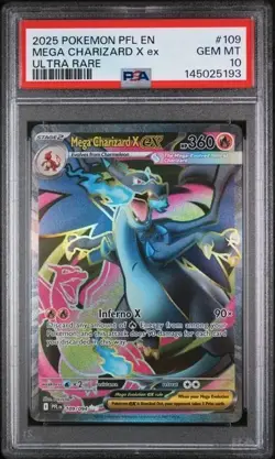 MEGA CHARIZARD X EX #109 PSA 10 2025 POKEMON PFL EN-PHANTASMAL FLAMES ULTRA RARE - Image 1