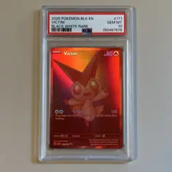 2025 POKEMON BLK EN-BLACK BOLT BLACK WHITE RARE #171 VICTINI PSA 10 - Image 1