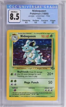 Pokemon TCG Nidoqueen Jungle 7/64 Holo Unlimited Holo Rare CGC 8.5 Sub Grades - Image 1