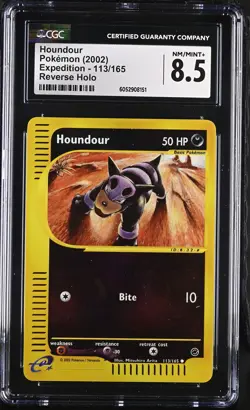 CGC 8.5 Houndour 2002 Expedition 113/165 Reverse Holo Pokemon Card psa - Image 1