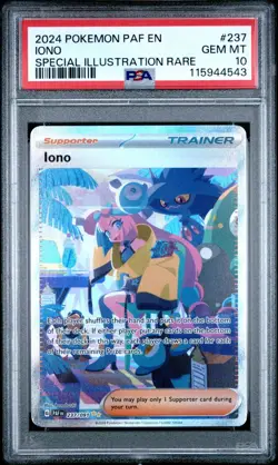 Iono 237/091 Illustration Rare Pokemon Paldean Fates 237 GEM MINT PSA 10 - Image 1