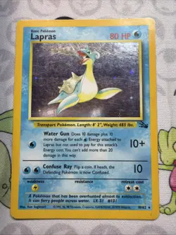 Pokemon TCG Lapras Fossil 10/62 Holo Unlimited Holo Rare HP - Image 1