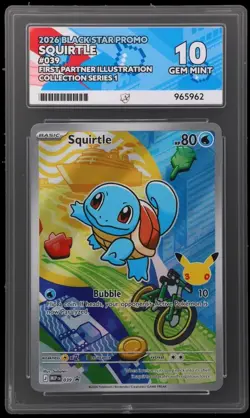Pokemon Graded Card Squirtle MEP 039 ACE 10 Gem Mint First Partner Illustration - Image 1