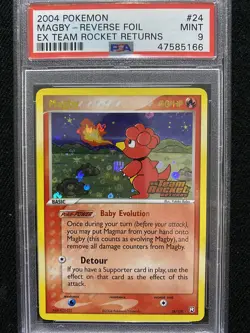 2004 Pokemon EX Team Rocket Returns Magby Reverse Foil 24/109 PSA 9 Mint - Image 1