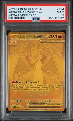 2026 POKEMON ASC EN-ASCENDED HEROES MEGA HYPER RARE MEGA CHARIZARD Y EX PSA 9 - Image 1