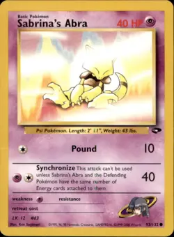 Pokemon Gym Challenge #093/132 Sabrina's Abra LP - Image 1