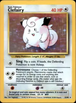Pokemon Base Set #005/102 Clefairy Holo LP - Image 1