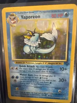 Pokemon TCG Vaporeon Holo Rare Card Jungle, 12/64 - Image 1