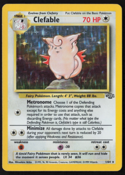 Clefable 1/64 Jungle WOTC Holo Unlimited Holo Rare 1999 Vintage-LP Pokemon TCG - Image 1