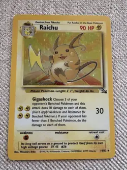 Pokemon TCG Raichu Holo Rare Fossil - Image 1