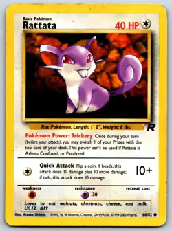 Rattata - Team Rocket 66/82 Vintage Pokemon Card HP - Image 1