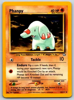 Phanpy - Neo Genesis 043/111 Vintage Pokemon Card MP - Image 1