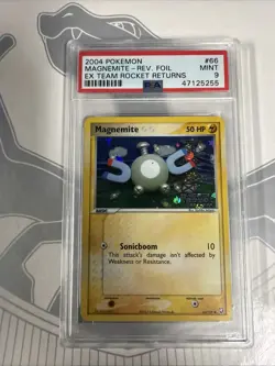 2004 POKEMON EX TEAM ROCKET RETURNS MAGNEMITE #66 REVERSE PSA 9 MINT - Image 1