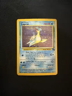 Pokemon TCG Lapras Fossil Holo Unlimited Rare Card 10/62 Vintage HP - Image 1