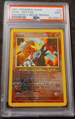 2001 POKEMON GAME MOVIE POKEMON 3 MOVIE PROMO #34 ENTEI-REVERSE FOIL PSA 9 - Image 1