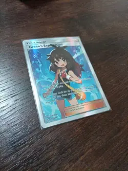 Green’s Exploration 209/214 Full Art Trainer Supporter Rainbow Holo Pokemon NM - Image 1