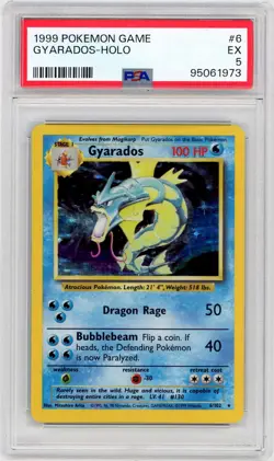 1999 Pokemon Game Base Set #6 Gyarados Holo / RARE EX PSA 5 *1973 - Image 1