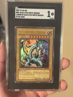 Yugioh Blue-Eyes White Dragon LOB-001 Legend Of Blue Eyes Misprint SGC 1 - Image 1