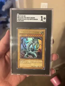 Yugioh Blue-Eyes White Dragon LOB-001 Legend Of Blue Eyes Misprint SGC 1 - Image 4