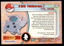 Pokemon Card Nidoran #29 TOPPS Series 1 3rd Print Green Label NEAR MINT Non-Holo - Image 2