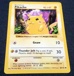 1999 Pokemon Base Shadowless #58/102 Pikachu (Red Cheeks) & Poliwrath Base - Image 1