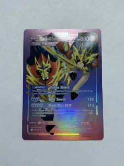 Zacian & Zamazenta GX HP 880 Purple Foil Fan Art Display Card NM - Image 1