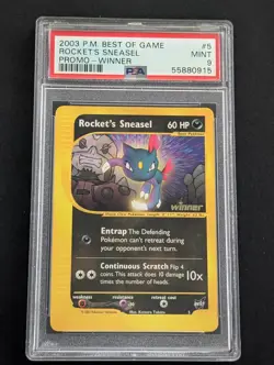 PSA 9 MINT Rocket's Sneasel # 5 WINNER Best of Game PROMO Pokemon Card - Image 1