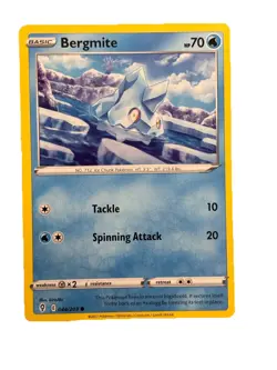 New: 2021 Pokemon TCG Bergmite 044 Swsh07: Evolving Skies Regular Common - Image 1