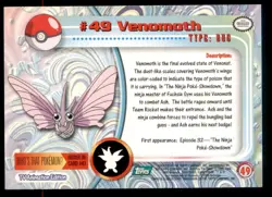 Pokemon Card Venomoth #49 TOPPS Series 1 3rd Print Green Label NEAR MINT!!!!!!!! - Image 2