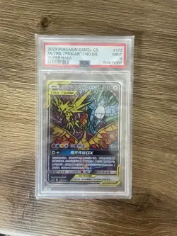 PSA 9 stained glass Moltres Zapdos Articuno SM210 Pokemon Hidden Fates Holo - Image 1