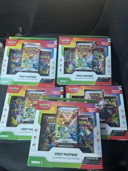 Pokemon First Partners Illustration Collection Series 1 - New Sealed X5 IN HAND - Image 1