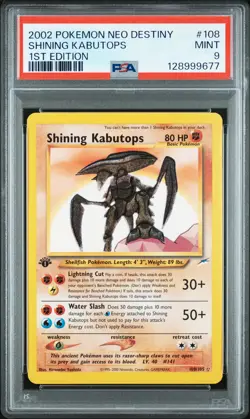 2002 POKEMON NEO DESTINY 1ST ED #108 SHINING KABUTOPS PSA 9 - Image 1