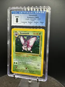 Pokemon 1999 Jungle Unlimited Venomoth 13/64 CGC 8 Near Mint+ - Image 1