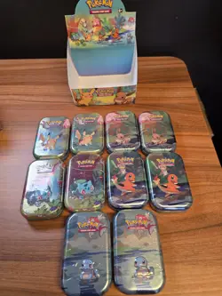 Pokemon TCG: Kanto Friends Mini Tin Display Case - 10 X Sealed Mini Tins - Image 5