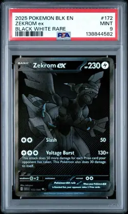 2025 POKEMON BLK EN-BLACK BOLT BLACK WHITE RARE #172 ZEKROM EX 172/086 PSA 9 - Image 1
