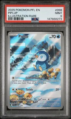 2025 POKEMON Phantasmal Flames 098/094 PIPLUP PSA 9 - Image 1