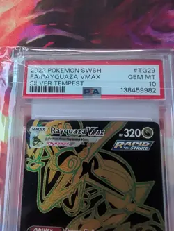 2022 Pokemon Silver Tempest Full Art Rayquaza VMAX Gold TG29 - PSA 10 GEM MINT - Image 3