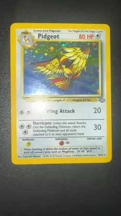 Pokemon TCG Pidgeot Jungle Holo Card 8/64 Unlimited Rare, LP Condition - Image 1