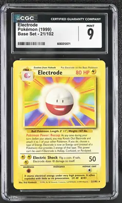 CGC 9 MINT Electrode 1999 Base Set 21/102 Pokemon Card - Image 1
