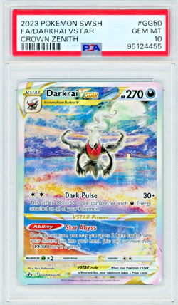 2023 Pokemon SWSH Crown Zenith Darkrai Vstar GG50/GG70 Full Art PSA 10 - Image 1
